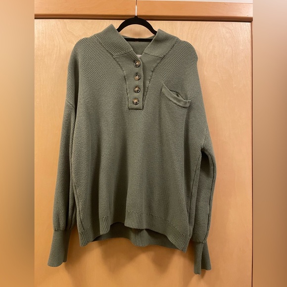 Lunya Cottonsilk Pocket Henley Humble Green L/XL - Picture 3 of 4